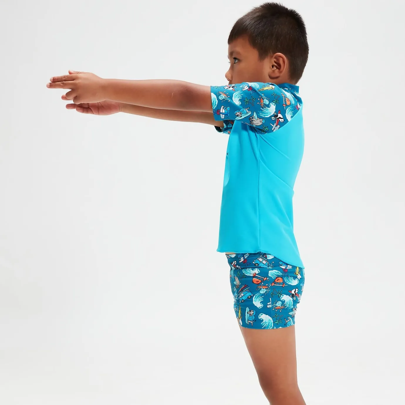 Infant Boys' Short Sleeve Printed Rash Top Set Blue*Speedo Shop