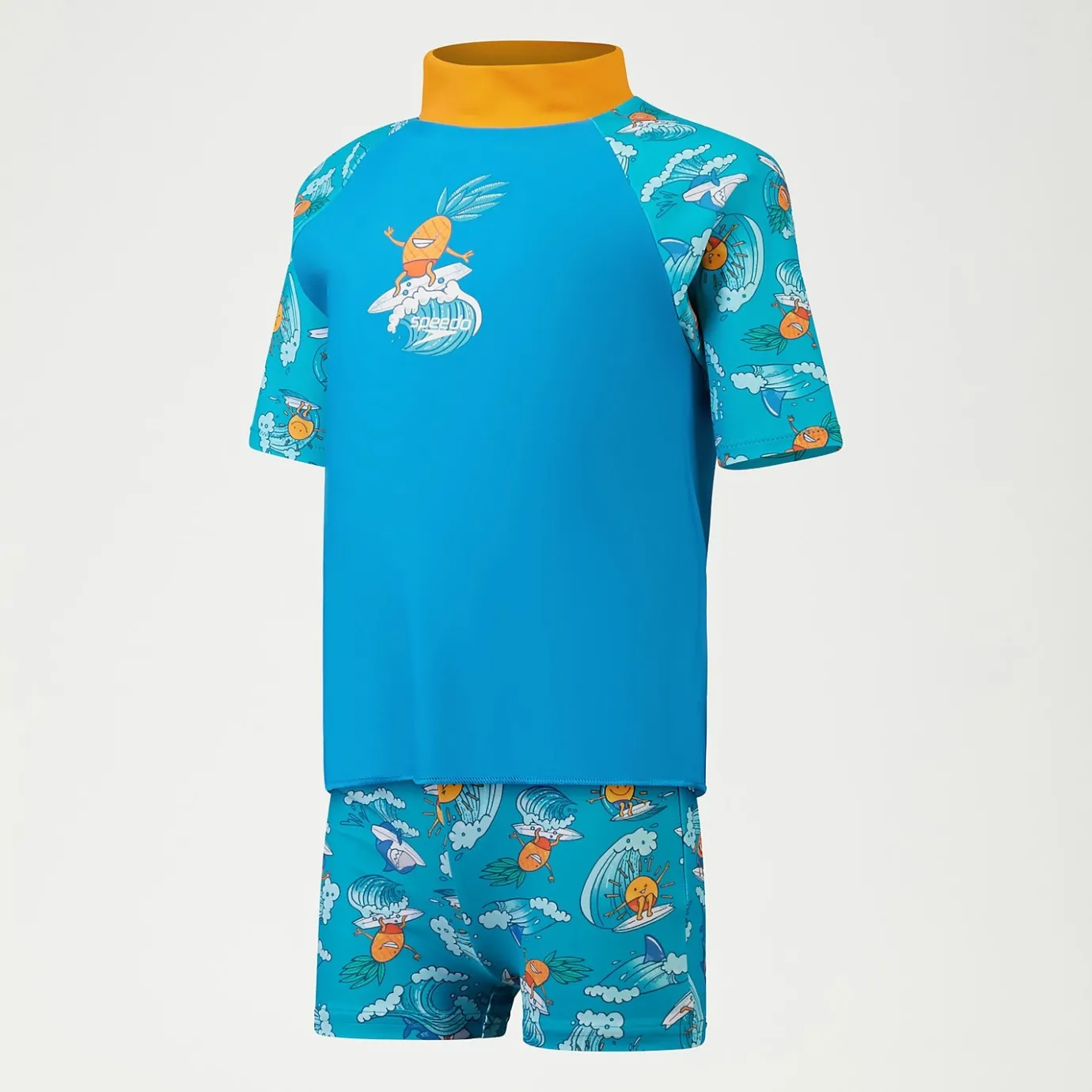 Infant Boys' Short Sleeve Printed Rash Top Set Blue/Yellow*Speedo Cheap