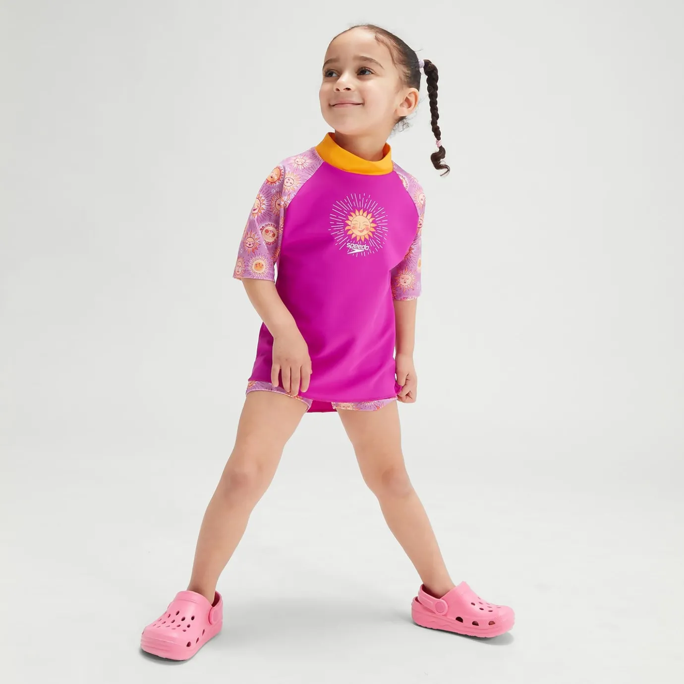 Infant Girls' Digital Short Sleeve Rash Top Set Purple/Yellow*Speedo Discount