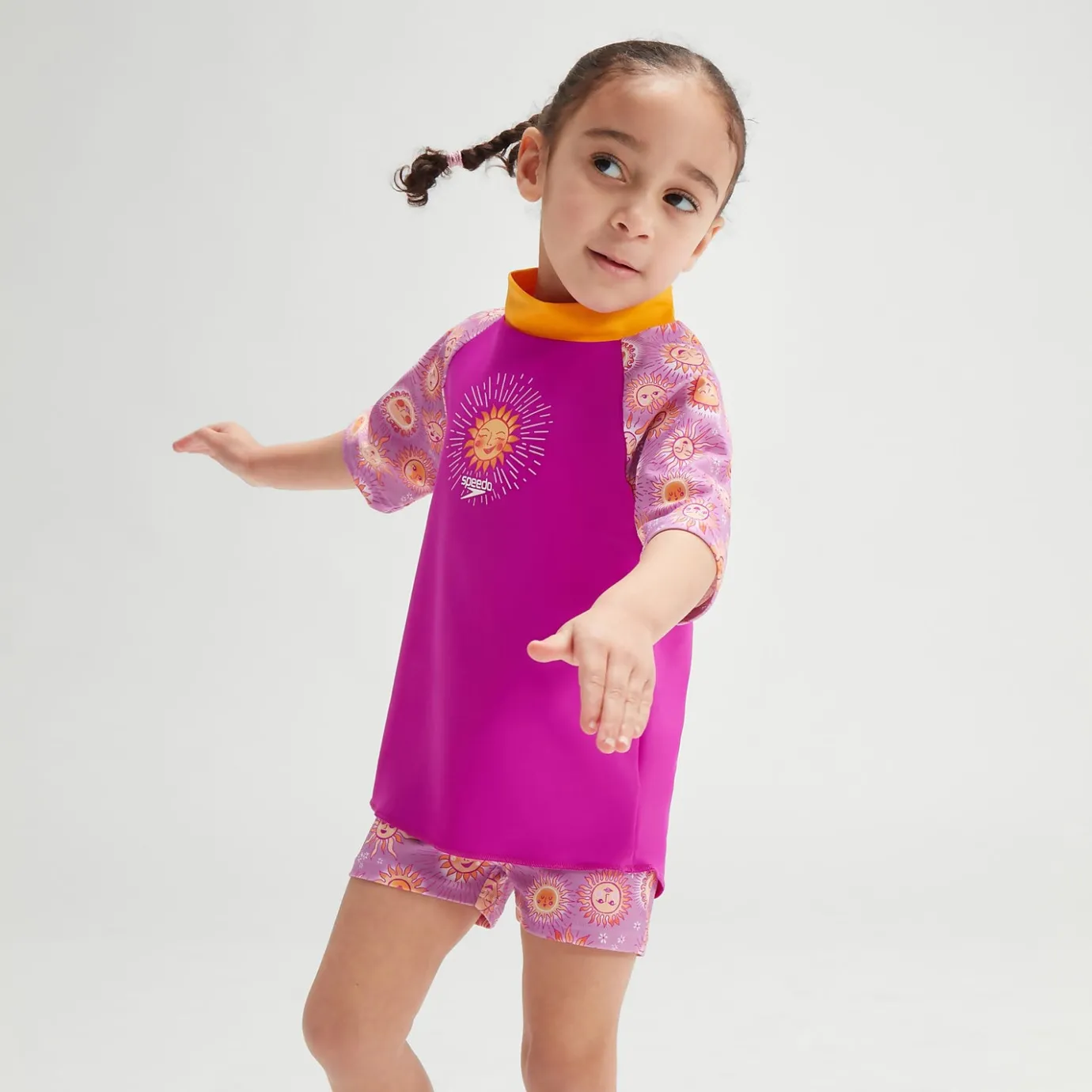 Infant Girls' Digital Short Sleeve Rash Top Set Purple/Yellow*Speedo Discount