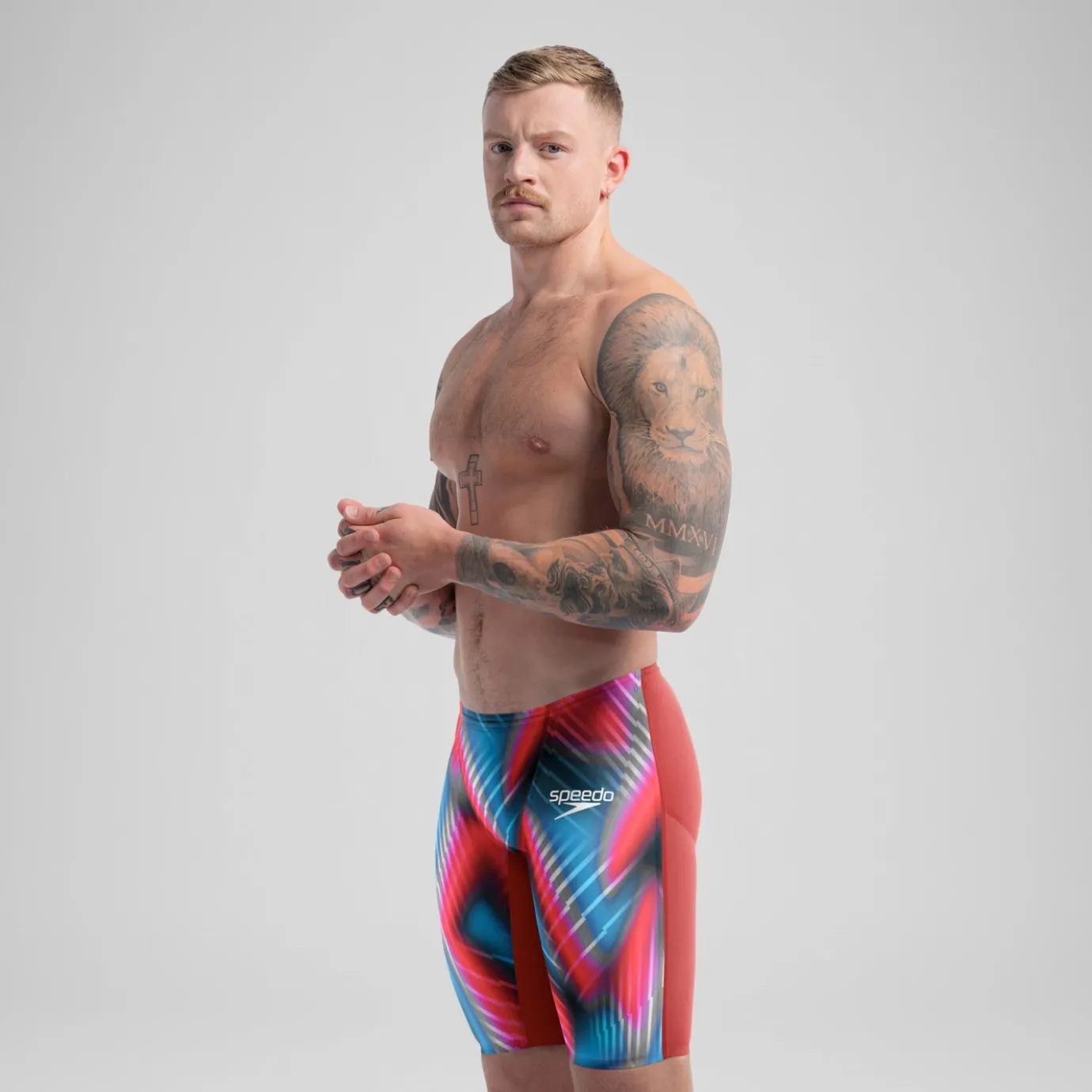 Men's Fastskin LZR Pure Valor 2.0 High Waist Jammer Red/Blue*Speedo Best