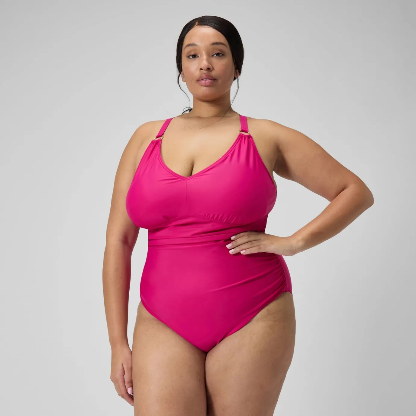 Women's Plus Size Shaping V Neck Swimsuit Purple*Speedo Fashion